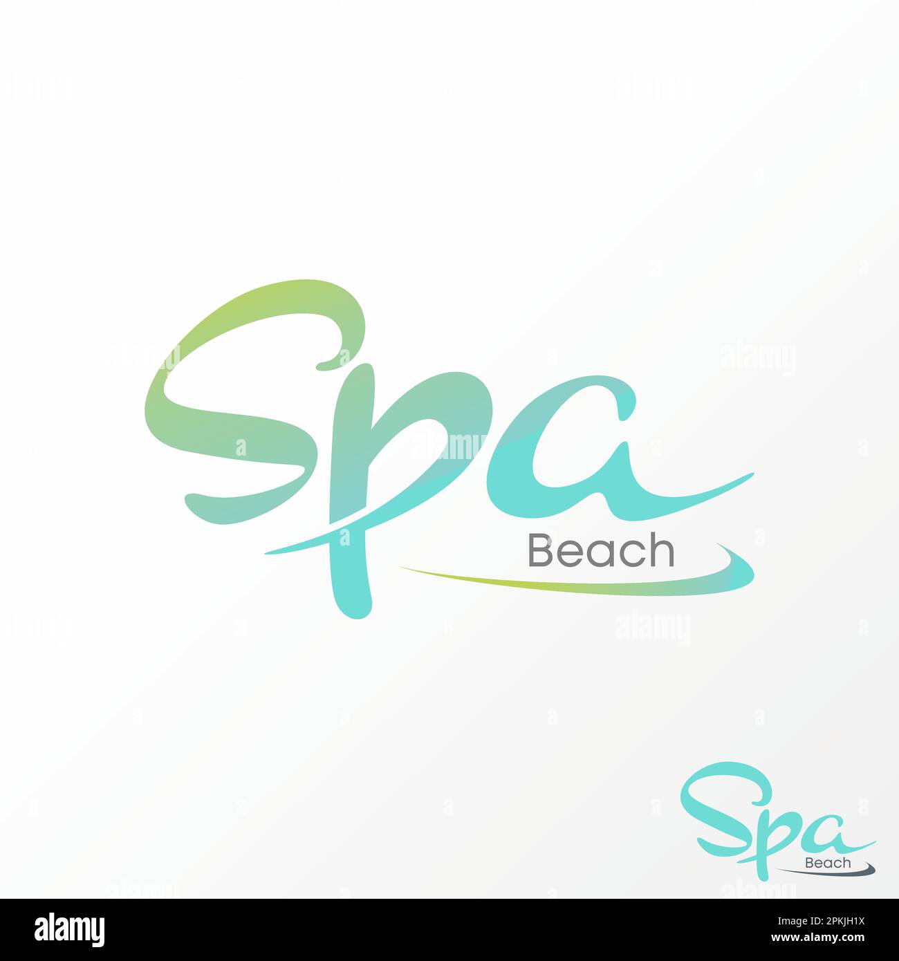 Logo design graphic concept creative abstract premium free vector stock letter SPA handwritten font with beach. Related to relaxation beauty vacation Stock Vector