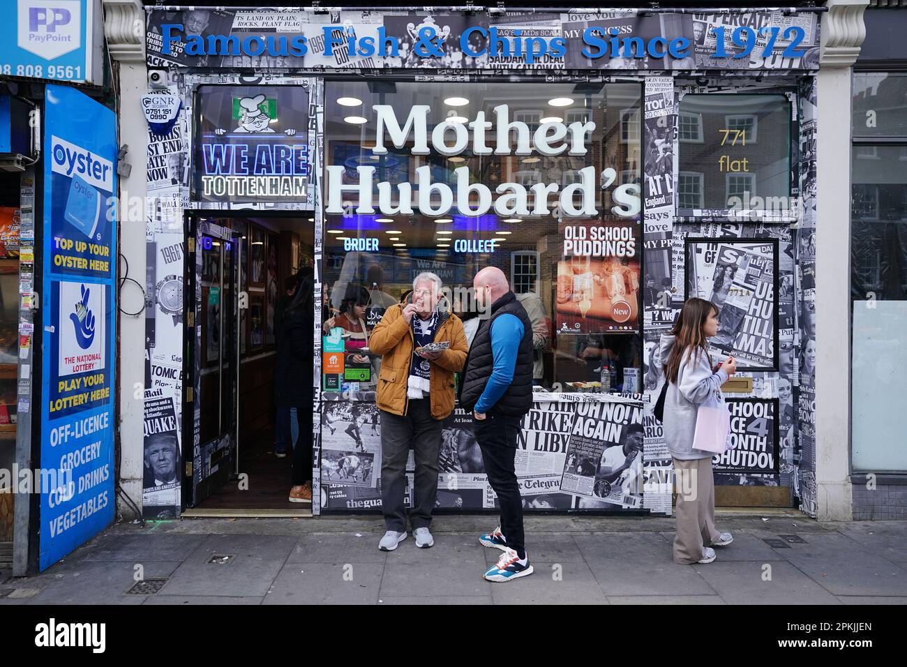 Fans eating fish and chips at Mother Hubbard's ahead of the Premier