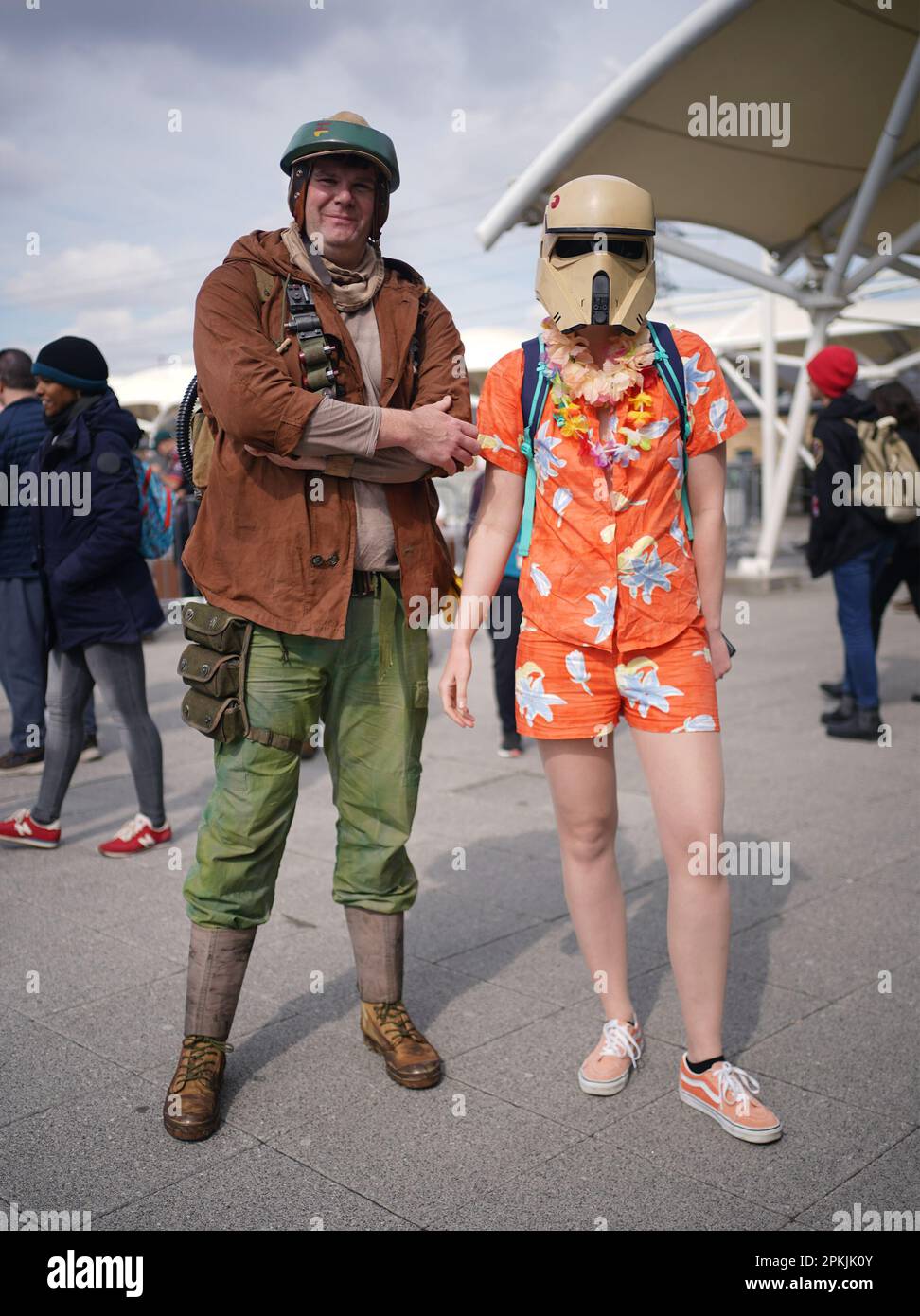 Visitors dressed in costumes during the Star Wars Celebration at the ExCel London in east London