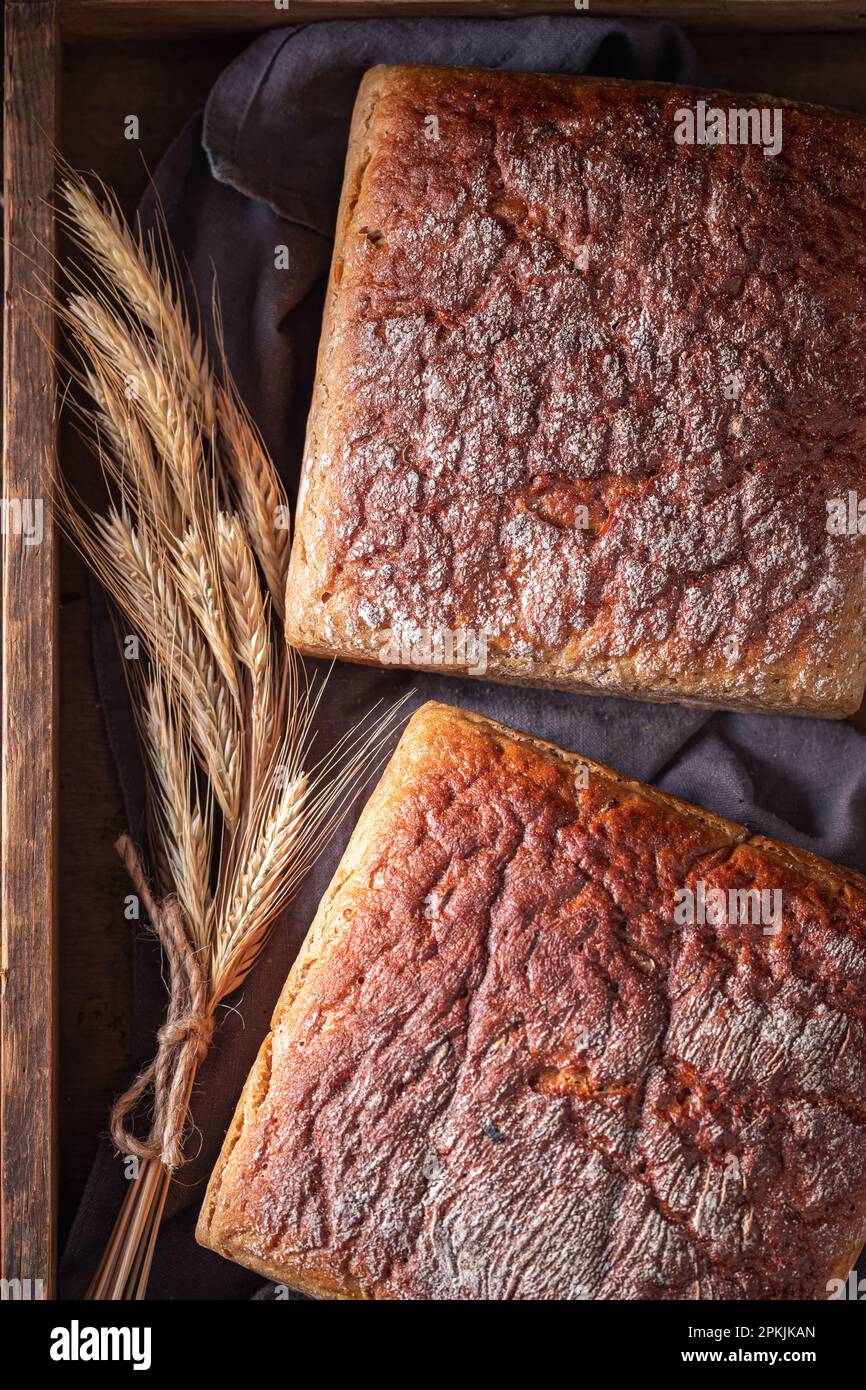 Healthy loaf of breads as source of protein and fibre. Multigrain