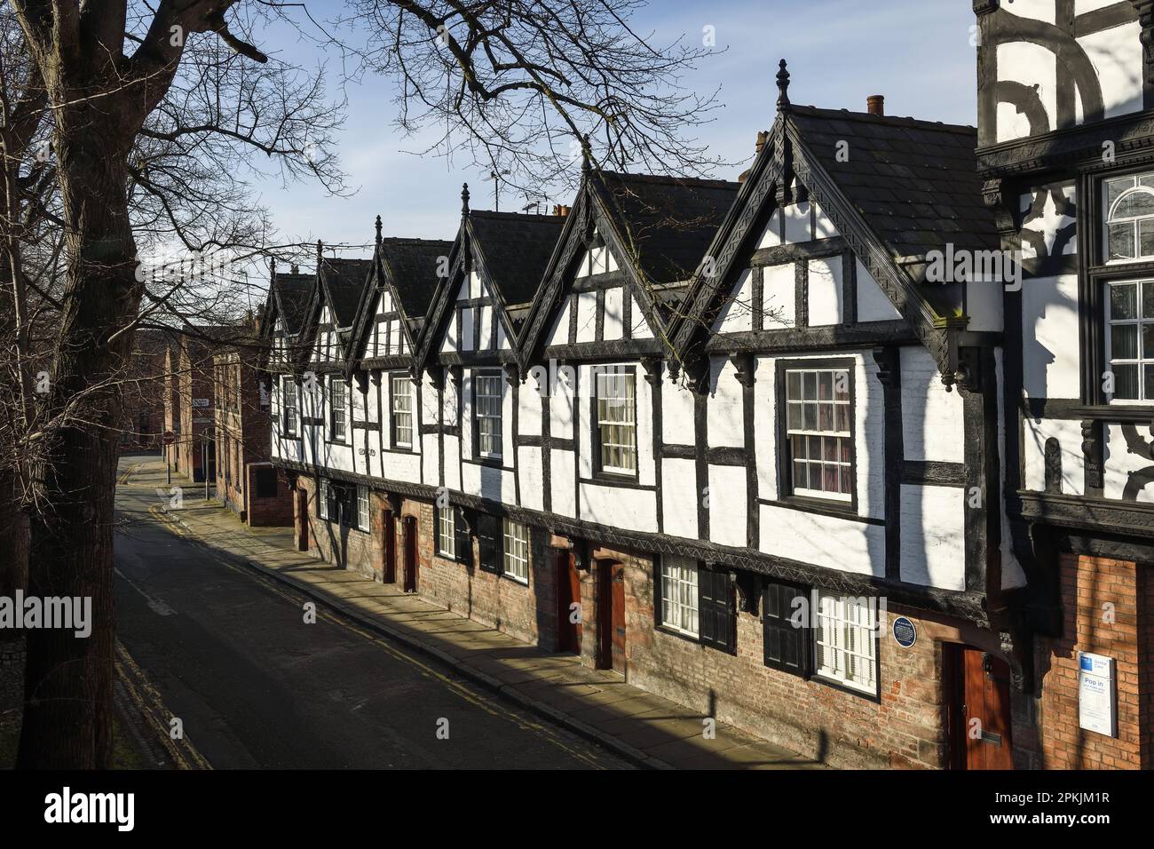 The Nine Houses on Park Street Chester city centre UK There were originally nine almshouses dated about 1650 but only six remain Stock Photo