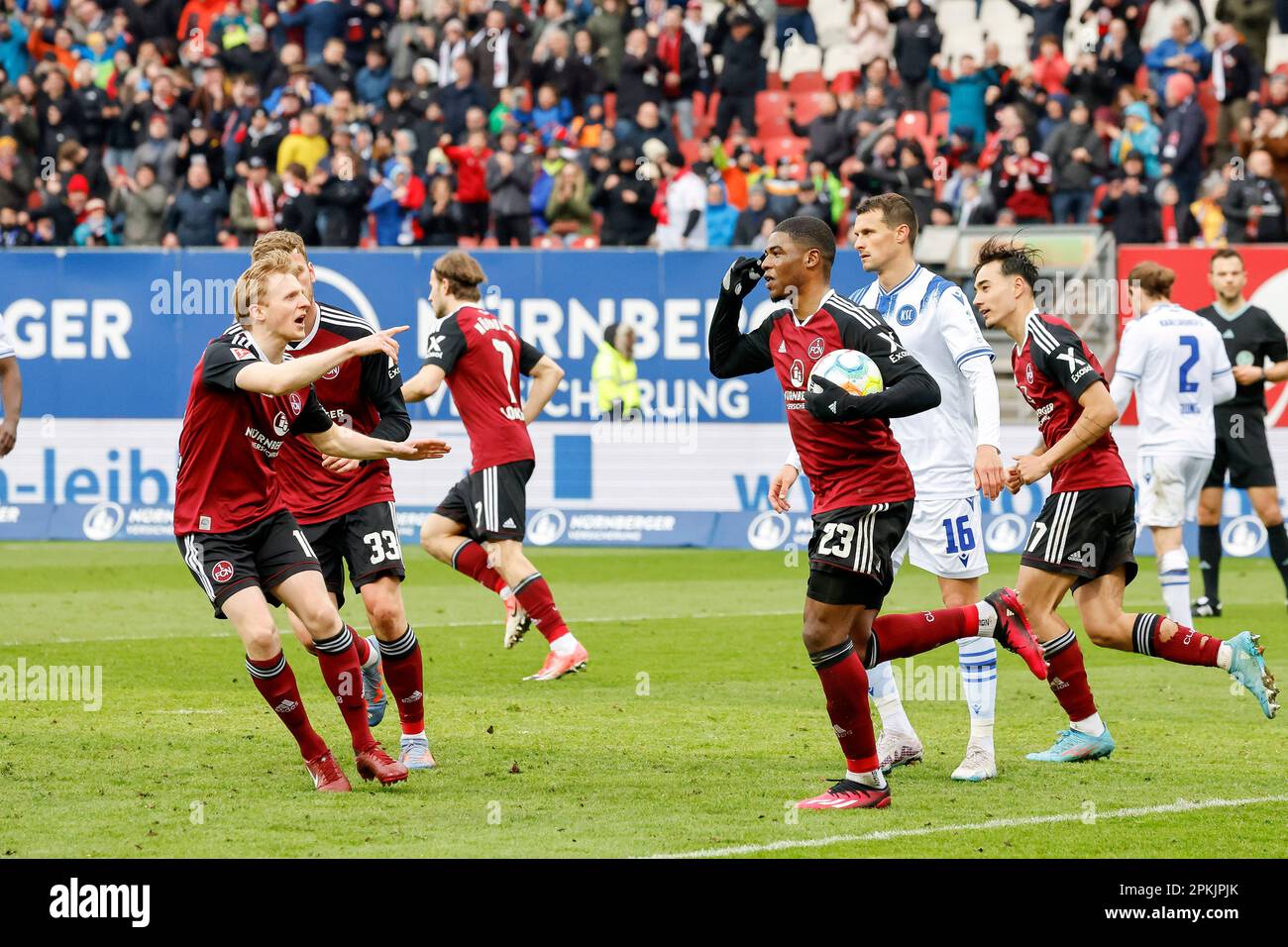 Nuremberg, Germany. 08th Apr, 2023. Soccer: 2nd Bundesliga, 1. FC ...