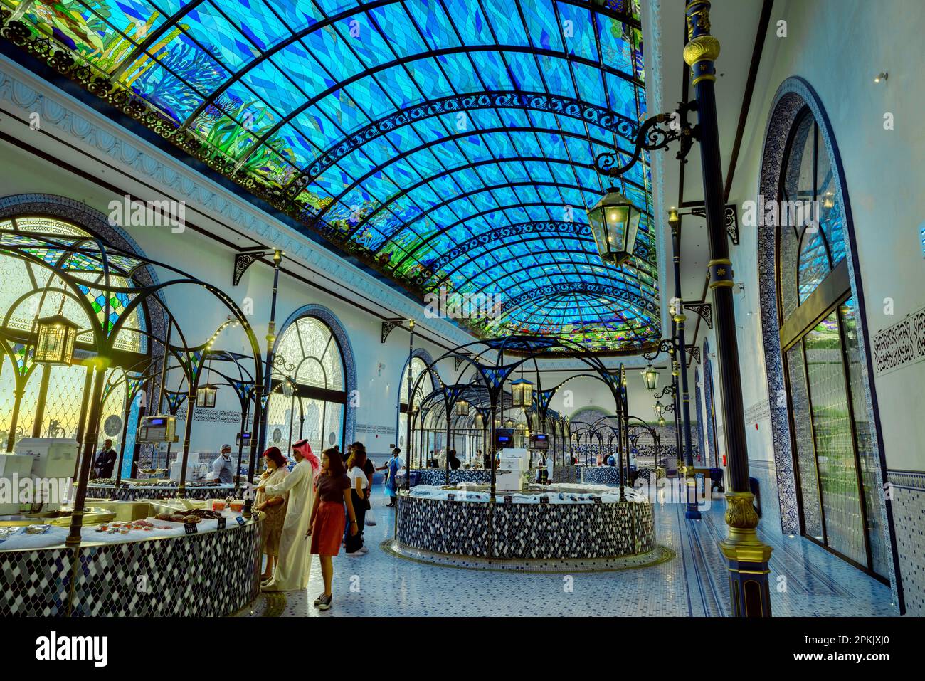 The new fish market inside Old Doha port (Mina District) interior shot