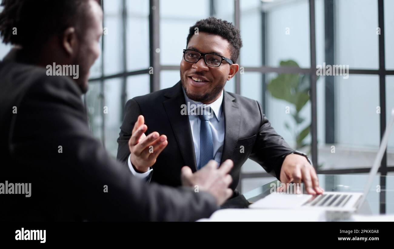 Working together with smile on face at the office Stock Photo
