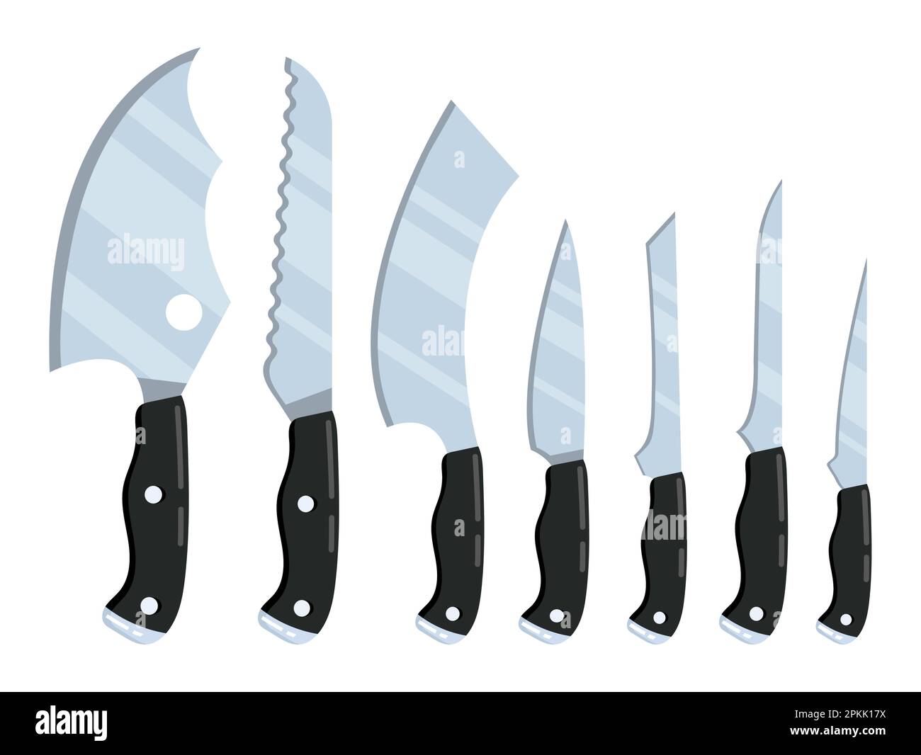 Vector illustration meat cutting knives set. Set of butcher meat knives for  butcher shop and design butcher themes Stock Vector Image & Art - Alamy