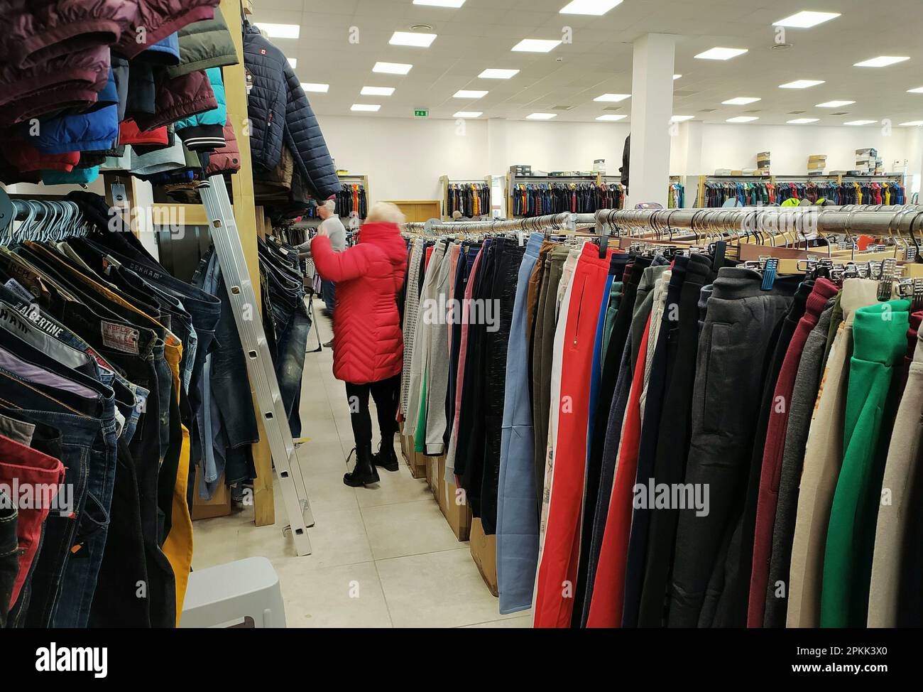 Sale of shoes and clothes of famous brands with significant discounts in  the Riga shopping center Stock Photo - Alamy