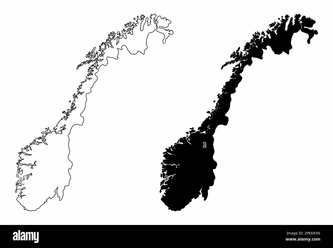The Norway contour maps isolated on white background Stock Vector Image