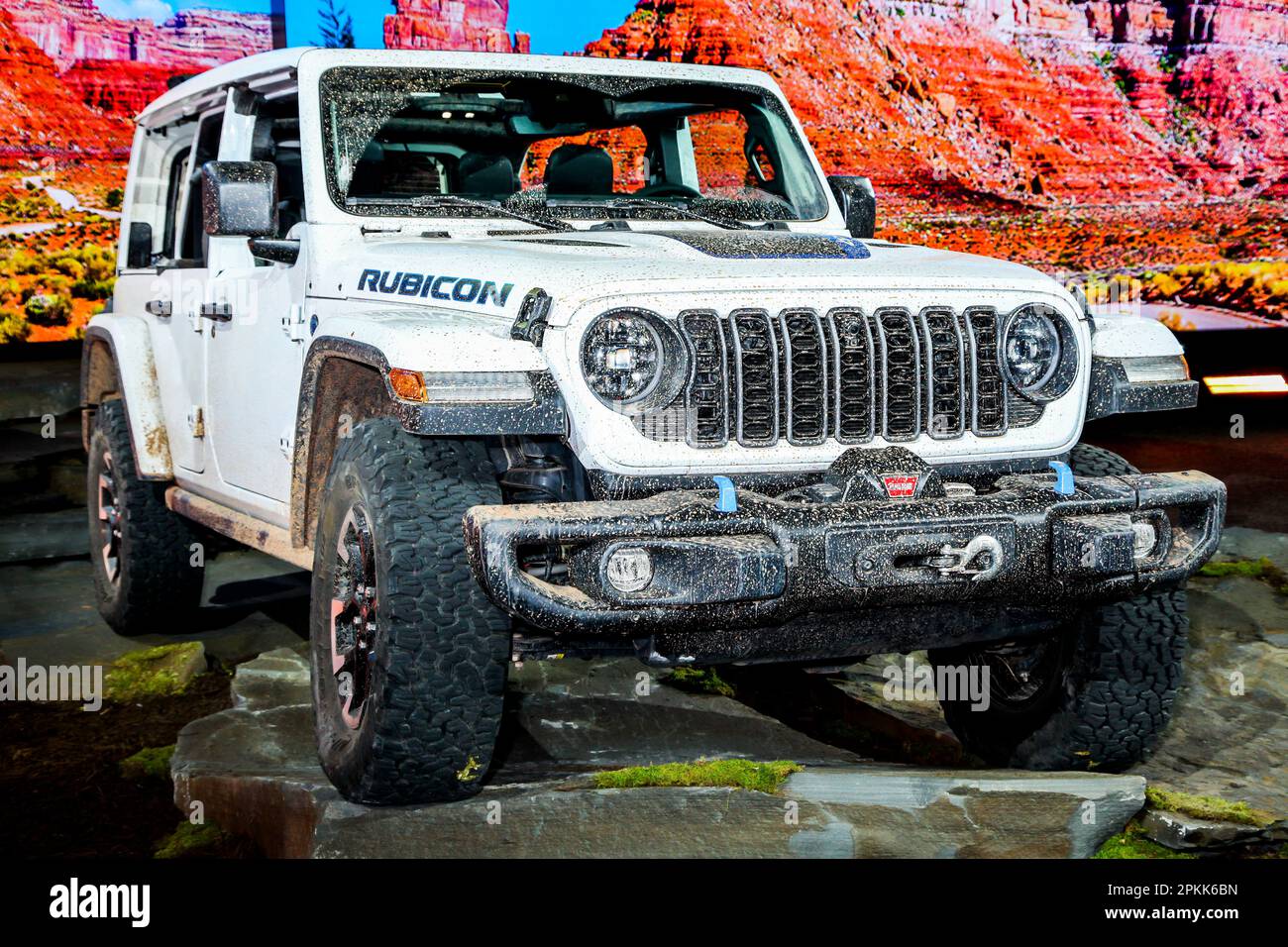 NEW YORK, NY, USA APRIL 5, 2023 2024 Jeep Wrangler Rubicon showing
