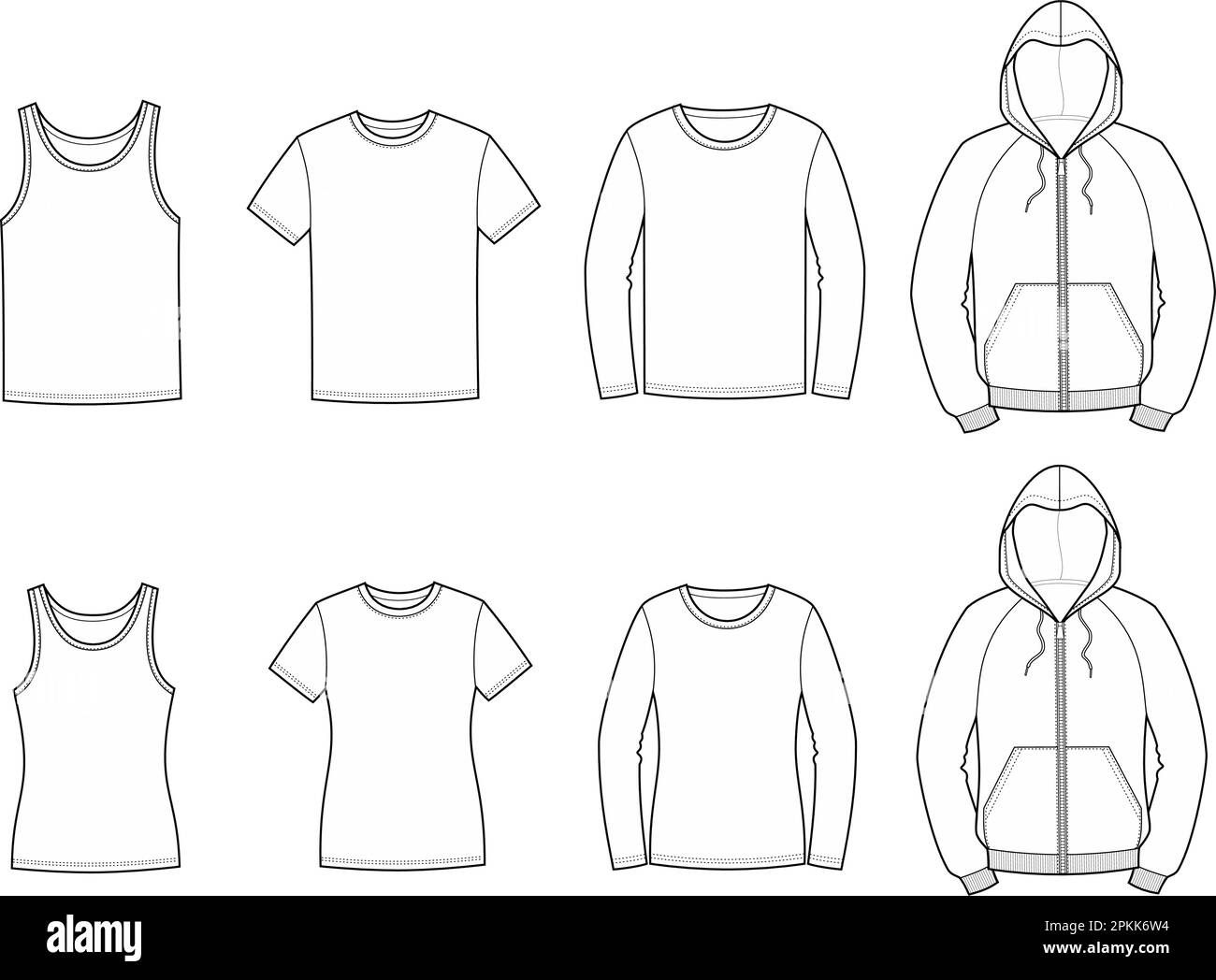 Mens and womens casual clothes set. Stock Vector