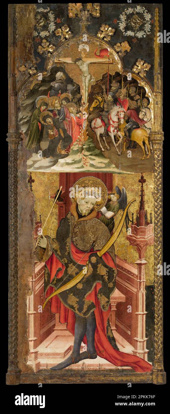 Calvary and Saint Sebastian from 1417 until 1425 by Joan Mates Stock Photo