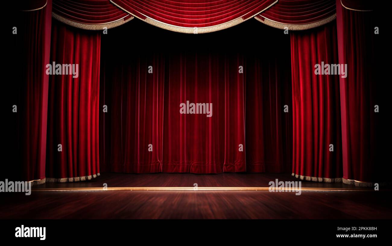 red stage curtains in the theatre Stock Photo Alamy