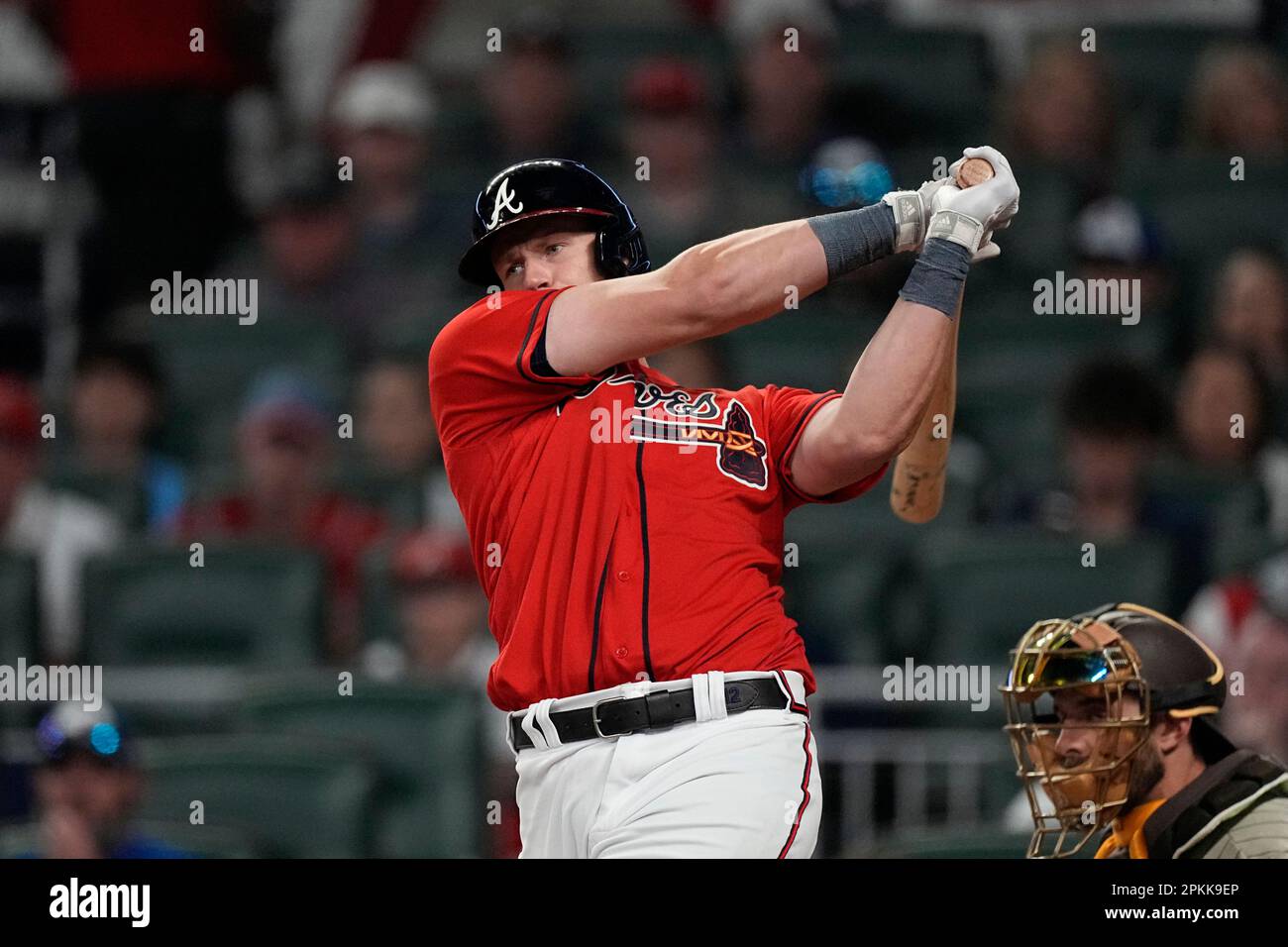 Atlanta Braves catcher Sean Murphy (12) bats during a baseball game