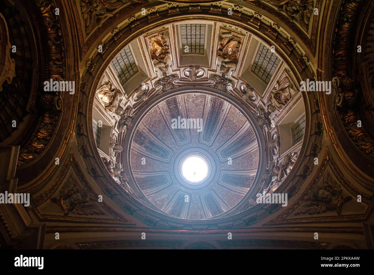 Dome of the vault in Santa Teresa degli Scalzi,  church in the historic center of Naples, Italy Stock Photo