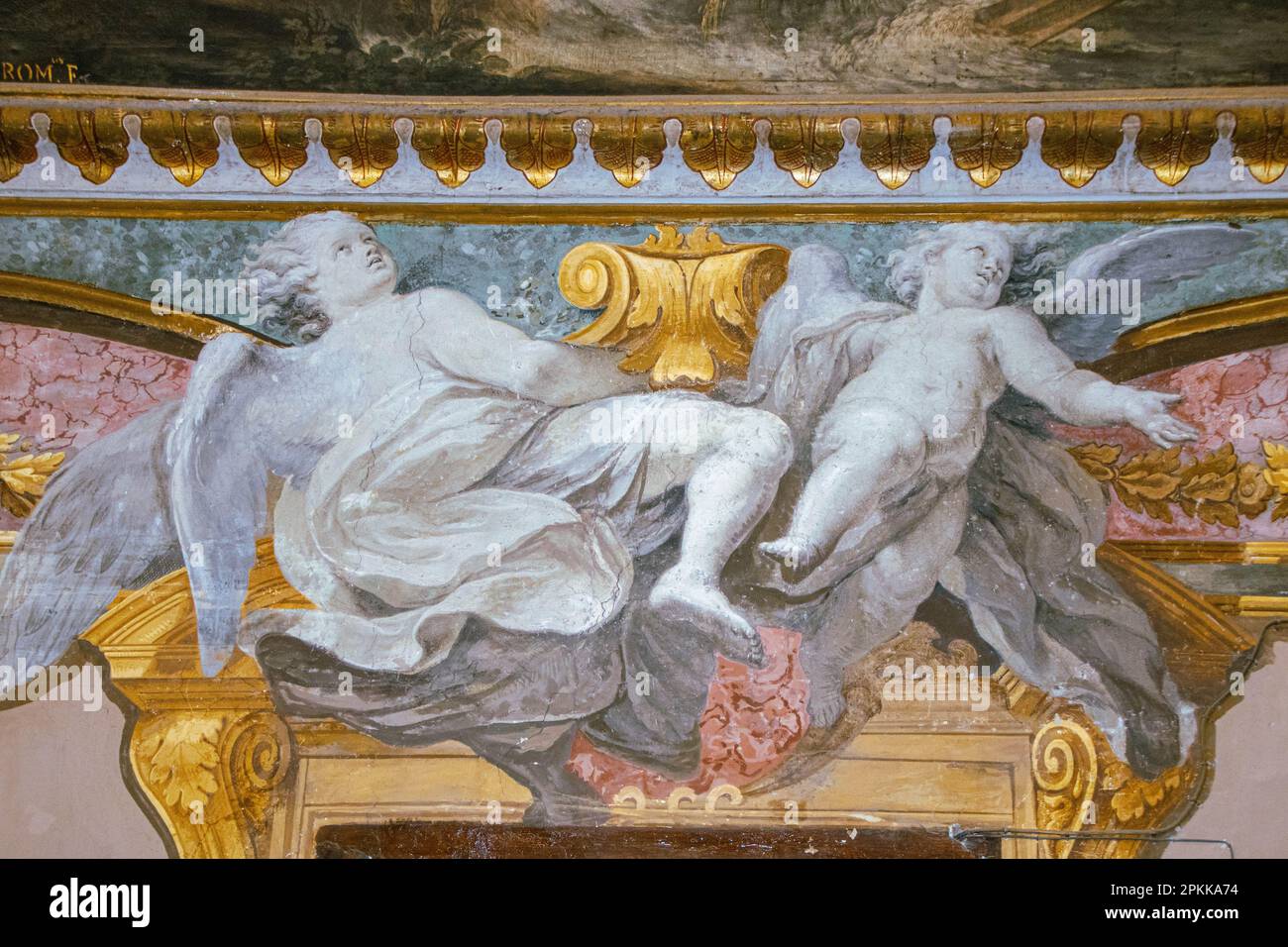 Decoration in the interior of Santa Teresa degli Scalzi,  church in the historic center of Naples, Italy Stock Photo