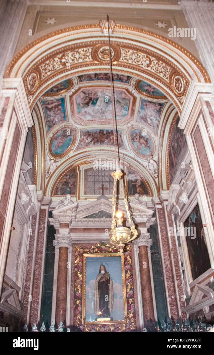 Interior of  Santa Teresa degli Scalzi, church in the historic center of Naples, Italy Stock Photo