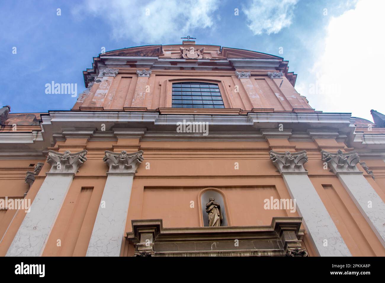 Facade of Santa Teresa degli Scalzi church in the historic center of Naples, Italy Stock Photo