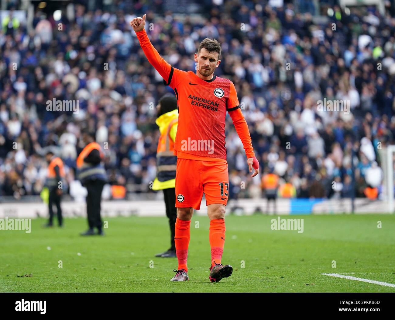 Brighton and Hove Albion's Pascal Gross gestures to the fans following the Premier League match