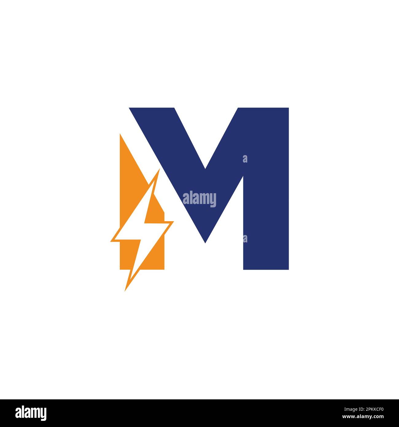 M Letter Logo With Lightning Thunder Bolt Vector Design. Electric Bolt Letter M Logo Vector Illustration. Stock Vector