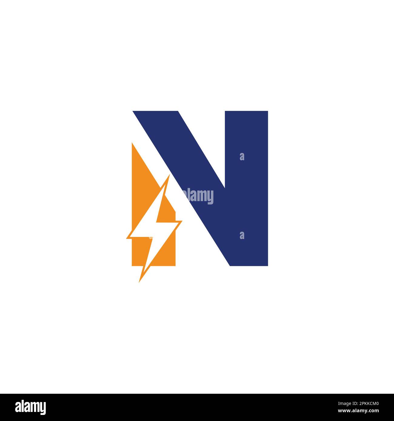 N Letter Logo With Lightning Thunder Bolt Vector Design. Electric Bolt