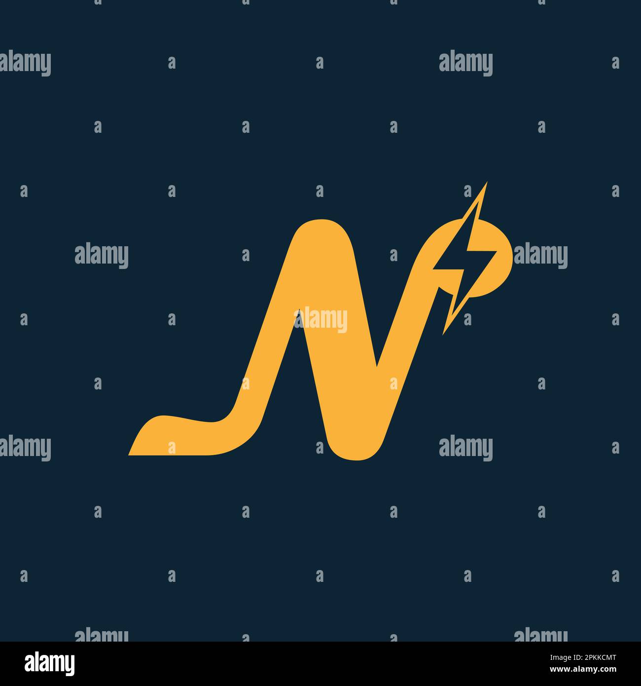 N Letter Logo With Lightning Thunder Bolt Vector Design. Electric Bolt