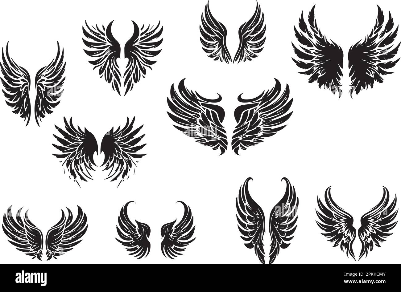 Set of black and white wing illustration Stock Vector Image & Art - Alamy