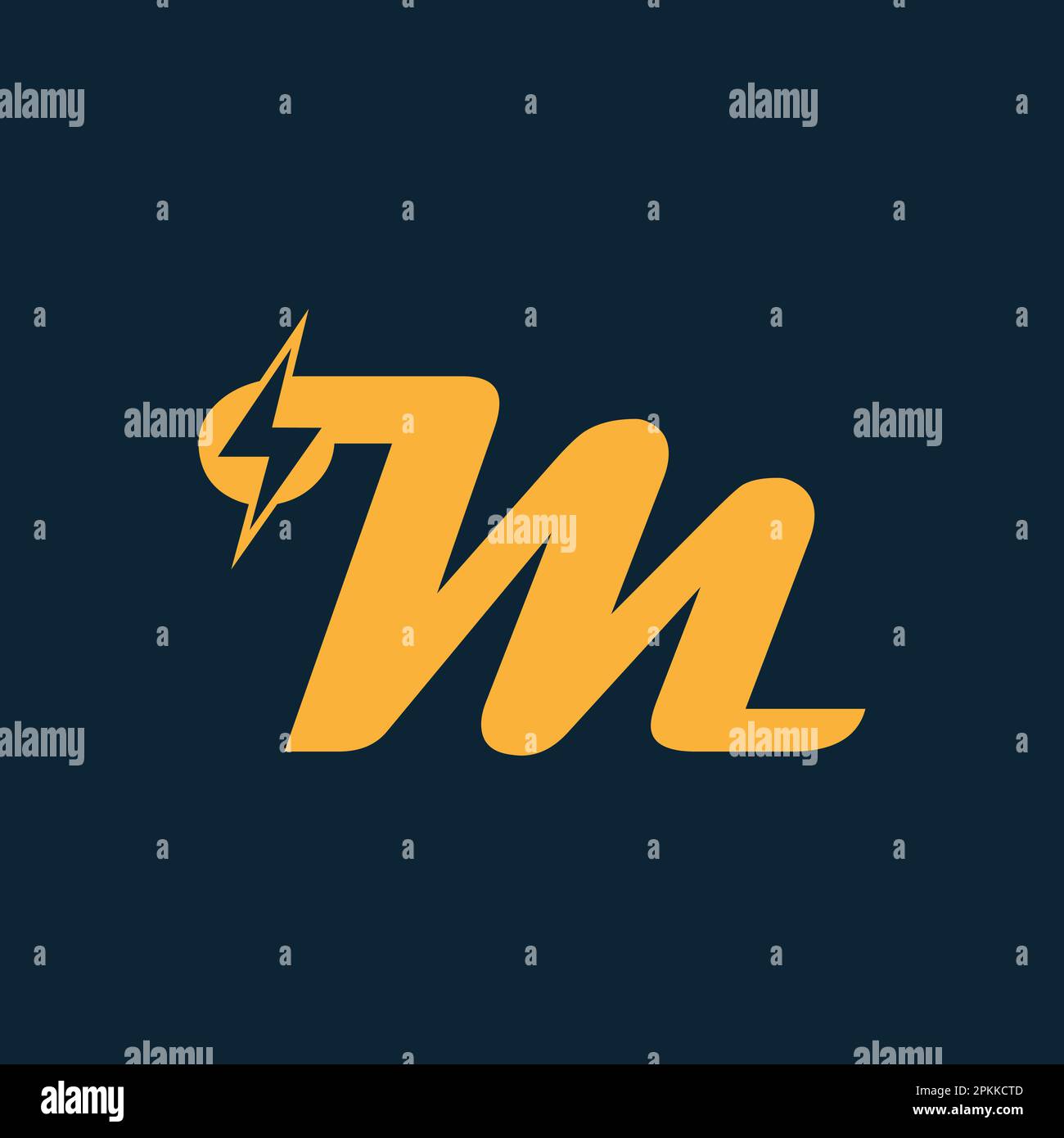 M Letter Logo With Lightning Thunder Bolt Vector Design. Electric Bolt