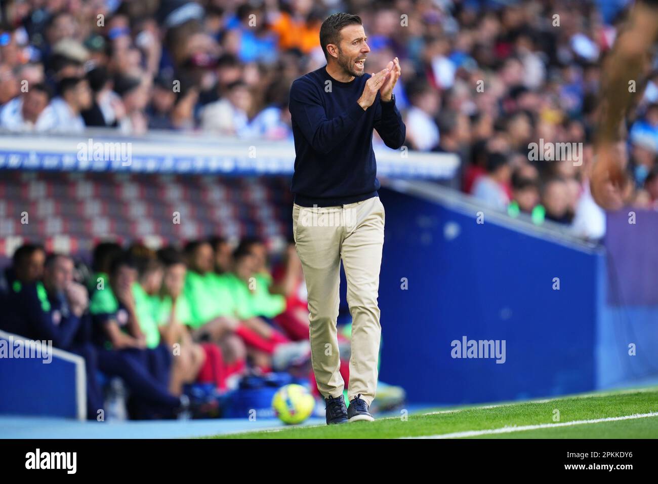 RCD Espanyol head coach Luis Garcia during the La Liga match between  RCD Espanyol and Athletic Club played at RCDE Stadium on April 8 in Barcelona, Spain. (Photo by Bagu Blanco / PRESSIN) Stock Photo