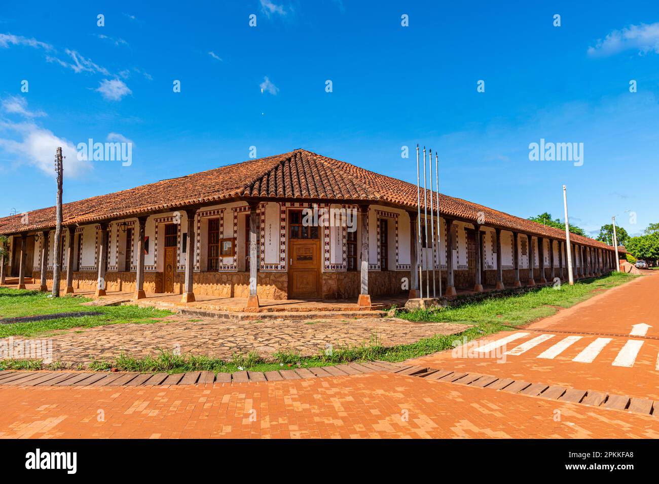 Old colonial houses, Mission of Concepcion, Jesuit Missions of Chiquitos, UNESCO World Heritage Site, Santa Cruz department, Bolivia, South America Stock Photo