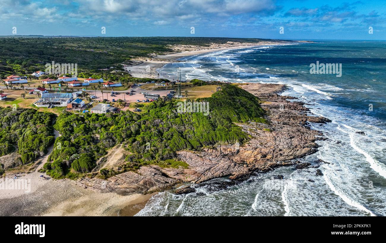 Aerial of the beaches in the Santa Teresa National Park, Uruguay, South America Stock Photo