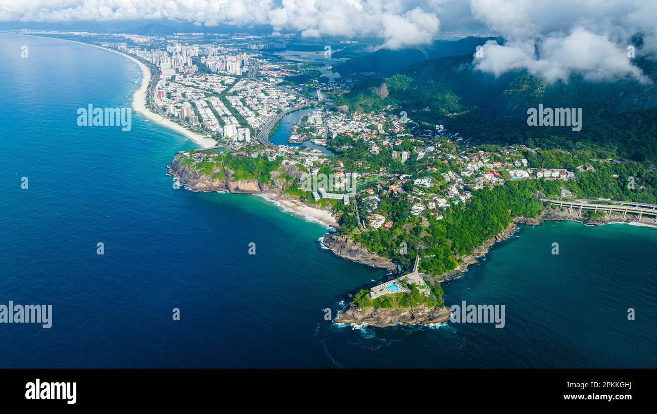 Aerial of Joa, Barra de Tijuca, Rio de Janeiro, Brazil, South America Stock Photo