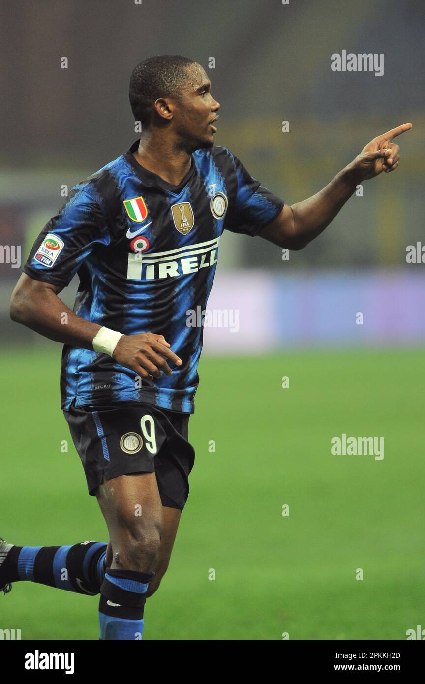 Milan, Italy, 15/01/2011 : Samuel Eto’o during the match Inter Bologna Stock Photo