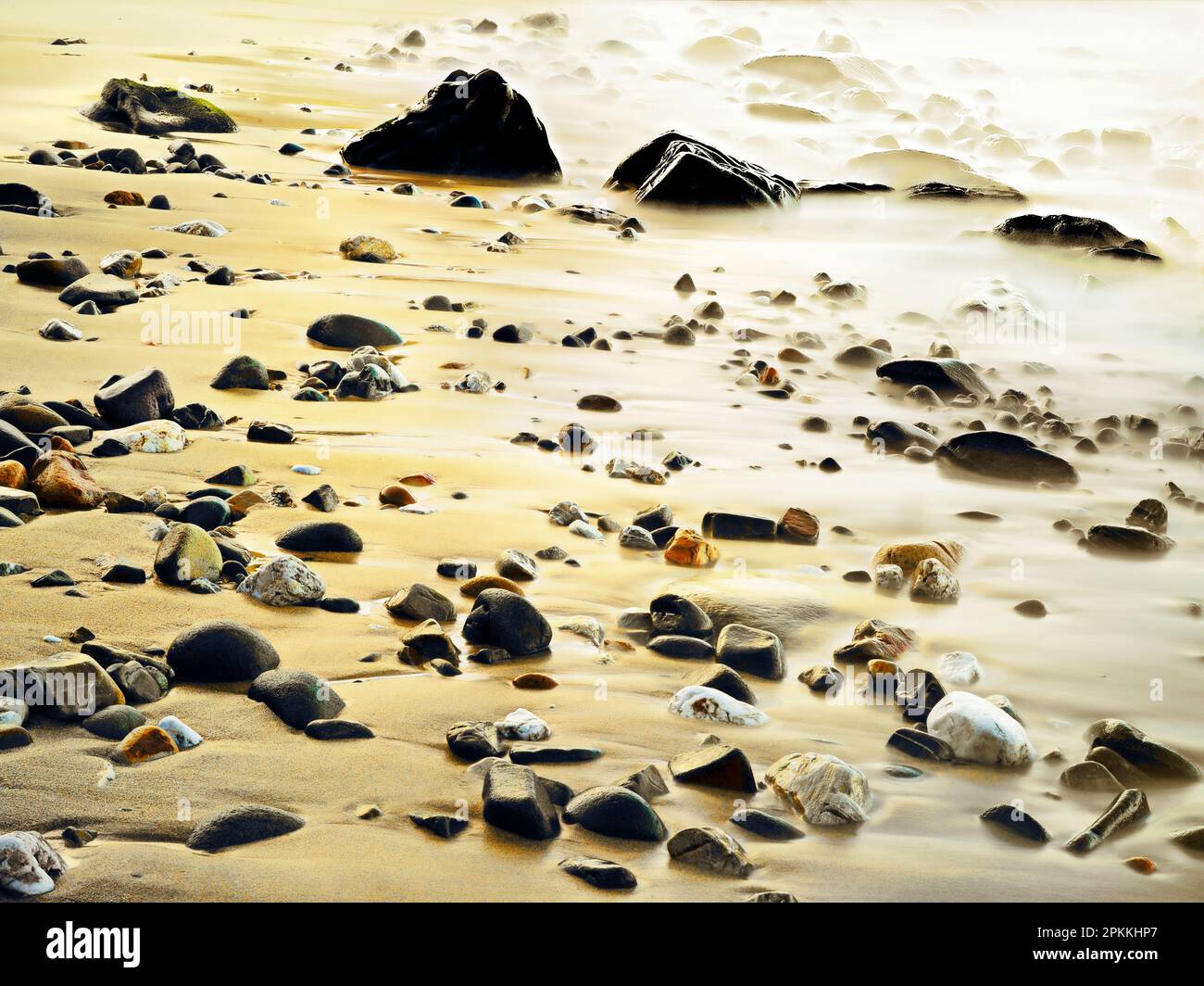 Sunset at Tapia de Casariego beach, Asturias, Spain Stock Photo