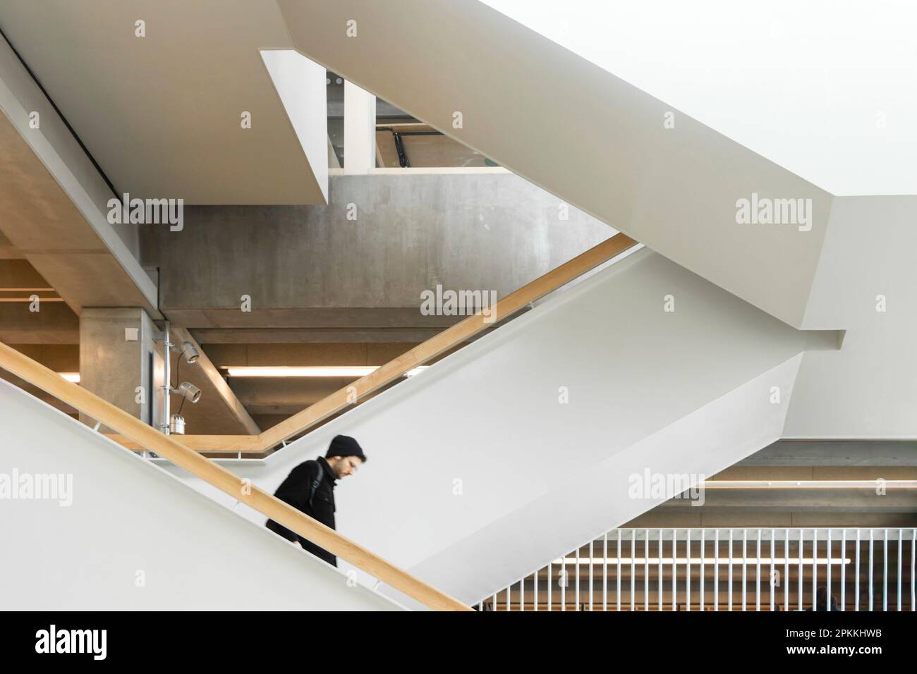 stairs in the interior of the Town House at Kingston University architecture designed by Grafton Architects and winner of 2021 Stirling Prize Stock Photo