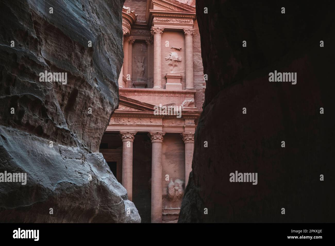 Petra Treasury (El Khazneh) partially hidden, reveals itself at the end