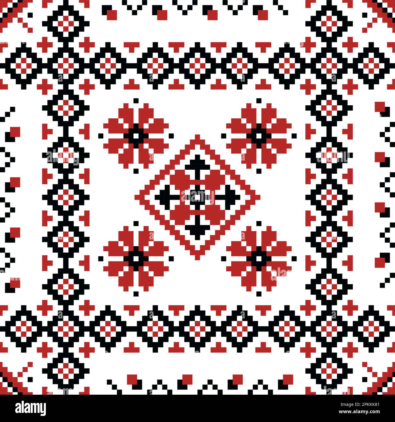 Ukrainian embroidery pattern. Seamless print of slavic traditional