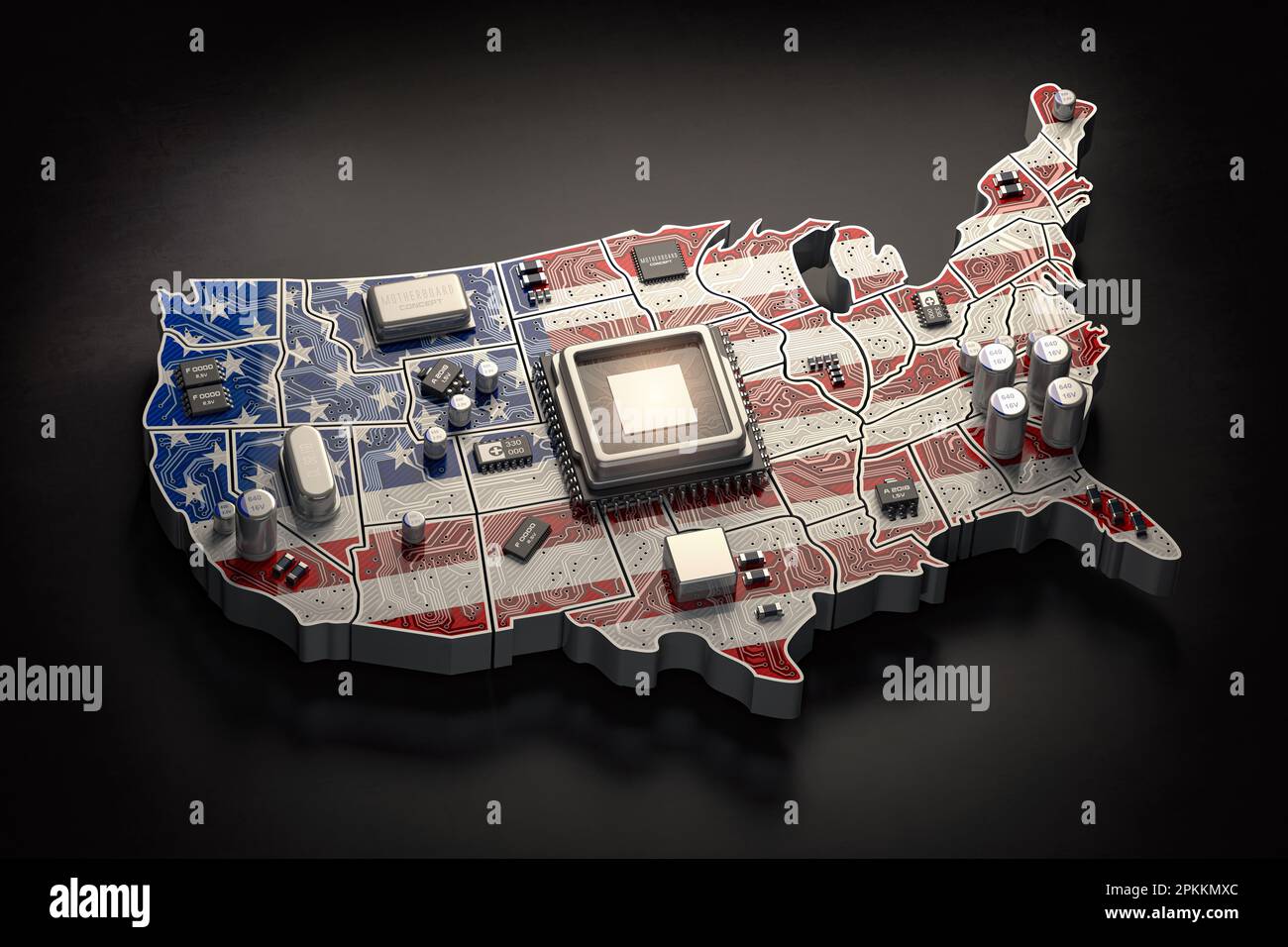 USA semiconductor industry, computer chips manufacturing and artificial