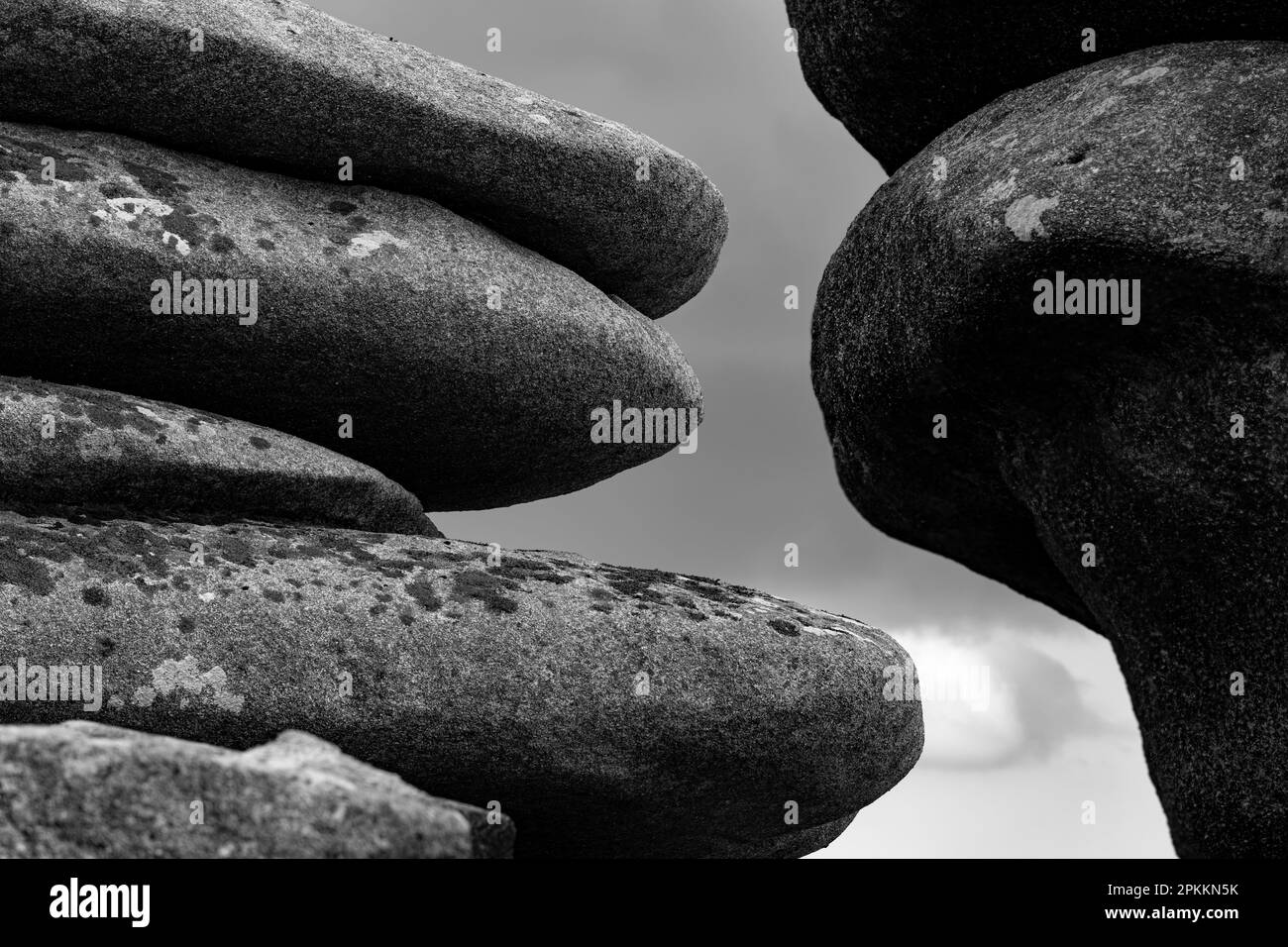 Detail of a granite tor on Bodmin Moor, Cornwall, England, United Kingdom, Europe Stock Photo