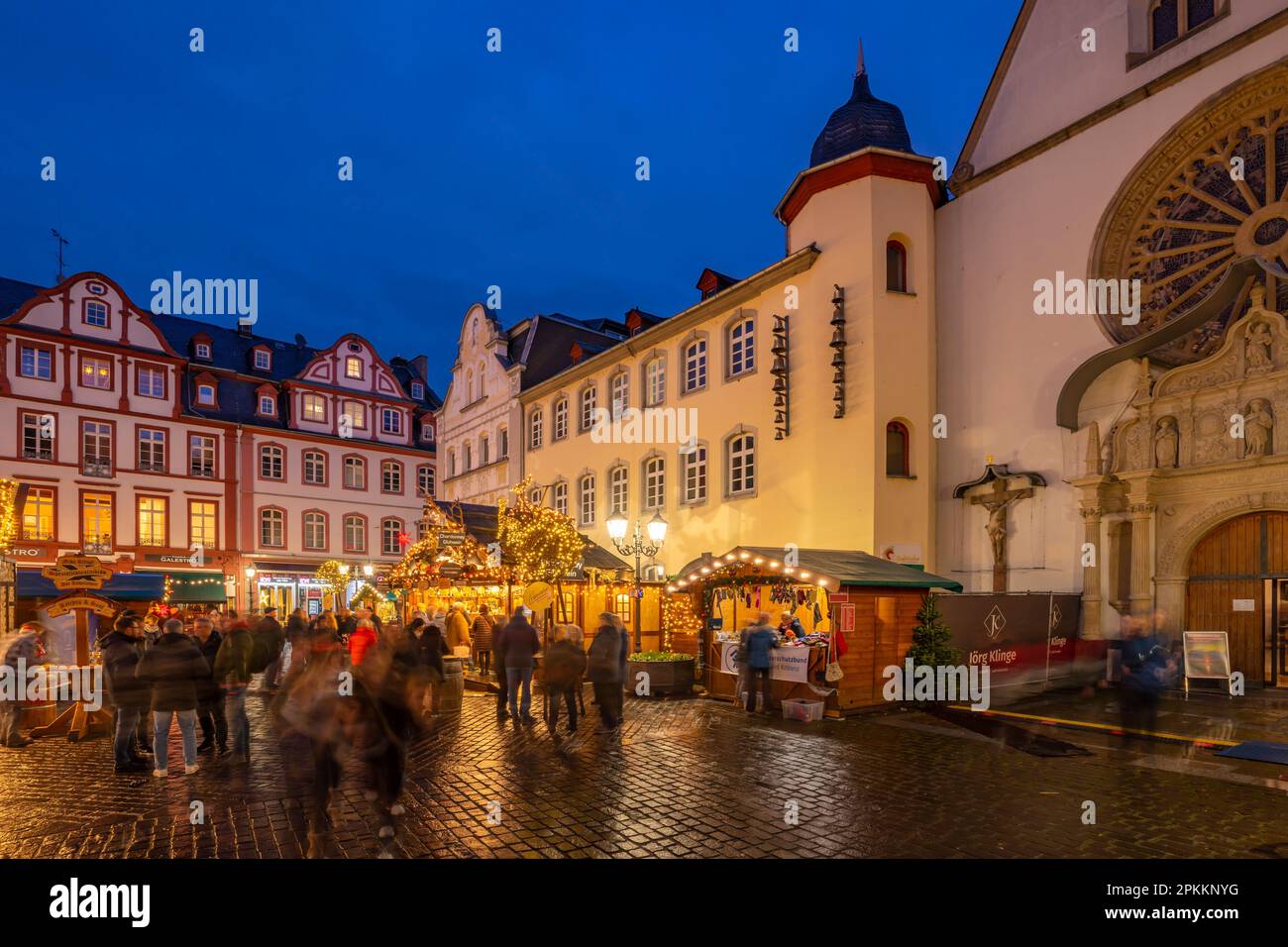 View of Christmas Market in Jesuitenplatz in historic town centre at