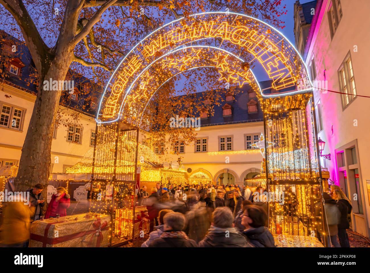 View of Christmas Market in WilliHorterPlatz in historic town centre