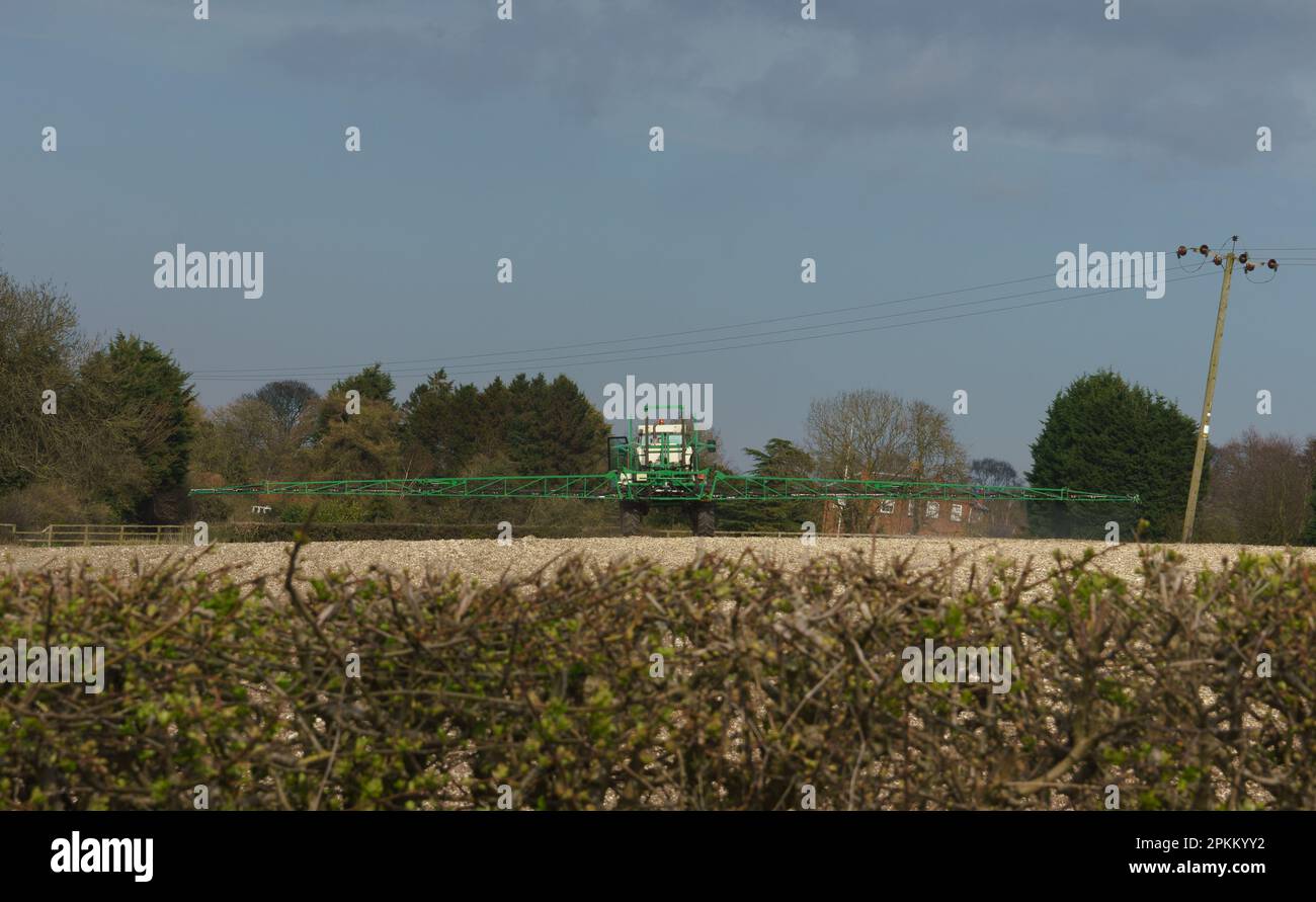 Farm Progress Spraying Crop spraying in progress. Farming in spring. East Yorkshire Stock ...