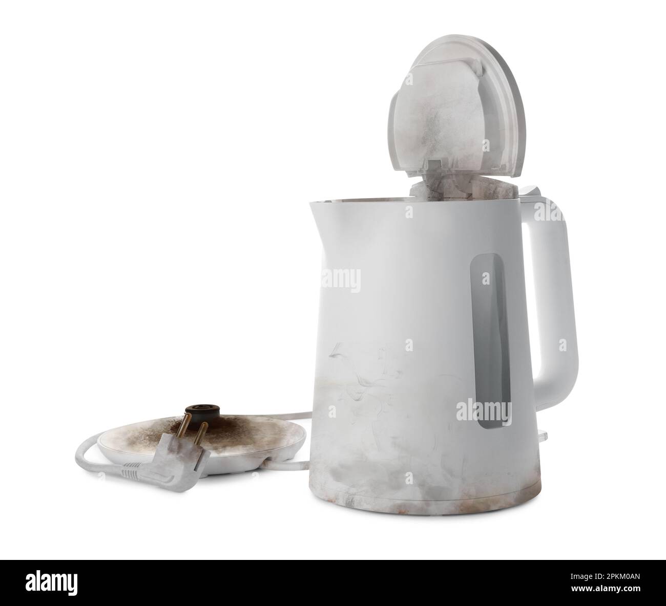 https://c8.alamy.com/comp/2PKM0AN/burnt-electric-kettle-with-base-and-plug-on-white-background-2PKM0AN.jpg