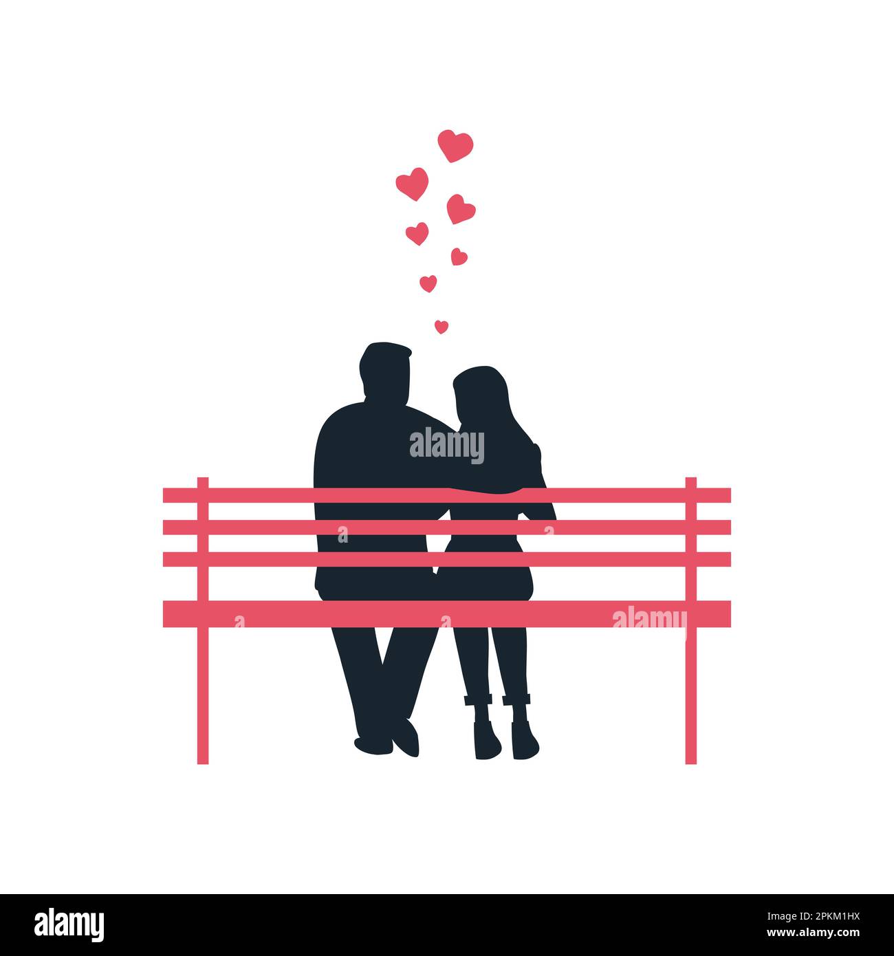 Couple sitting on bench back view Stock Vector Images Alamy