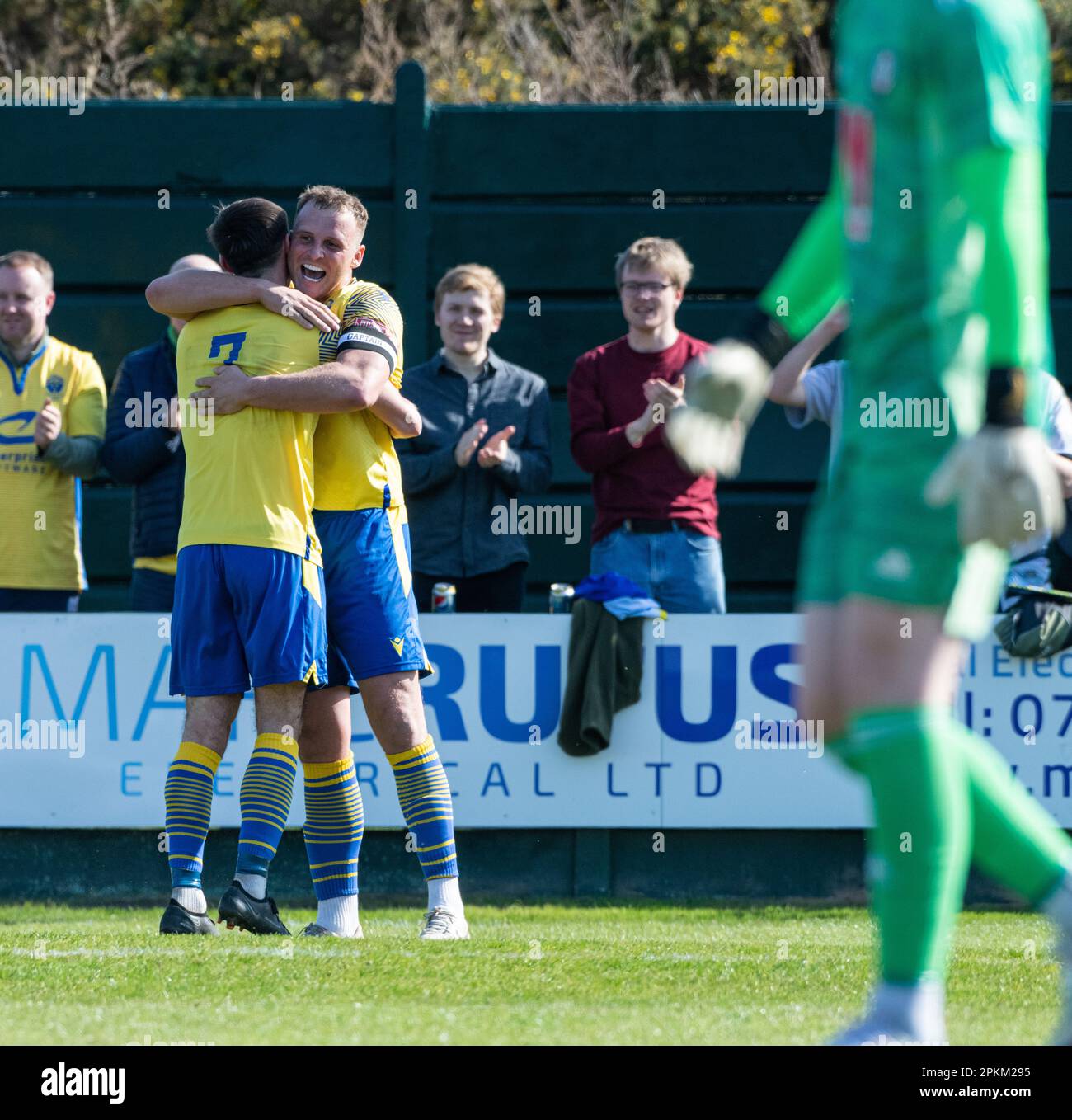 Warrington, Cheshire, England. 8th April 2023. Warrington's Josh Amis