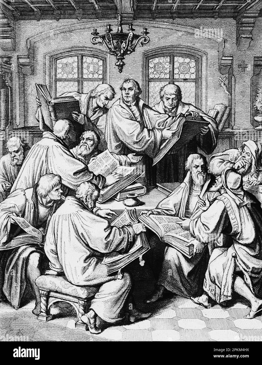 Martin Luther´s translation of the Bible, historical illustration 1851 Stock Photo