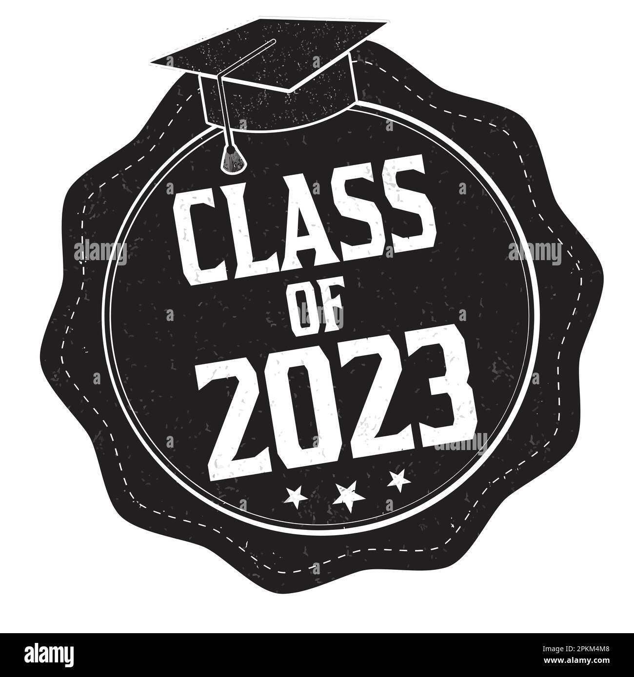 Class of 2023 label or stamp on white background, vector illustration