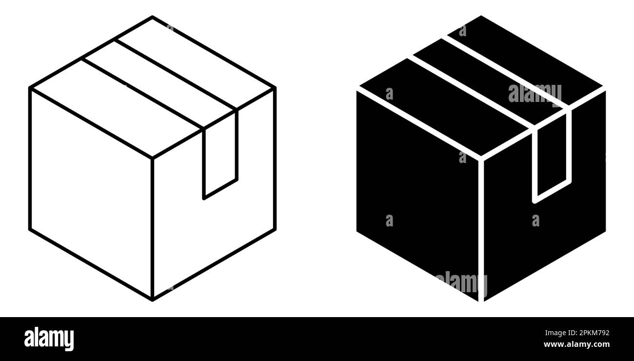 Box icons. Flat and line art style. Design can use for web and mobile