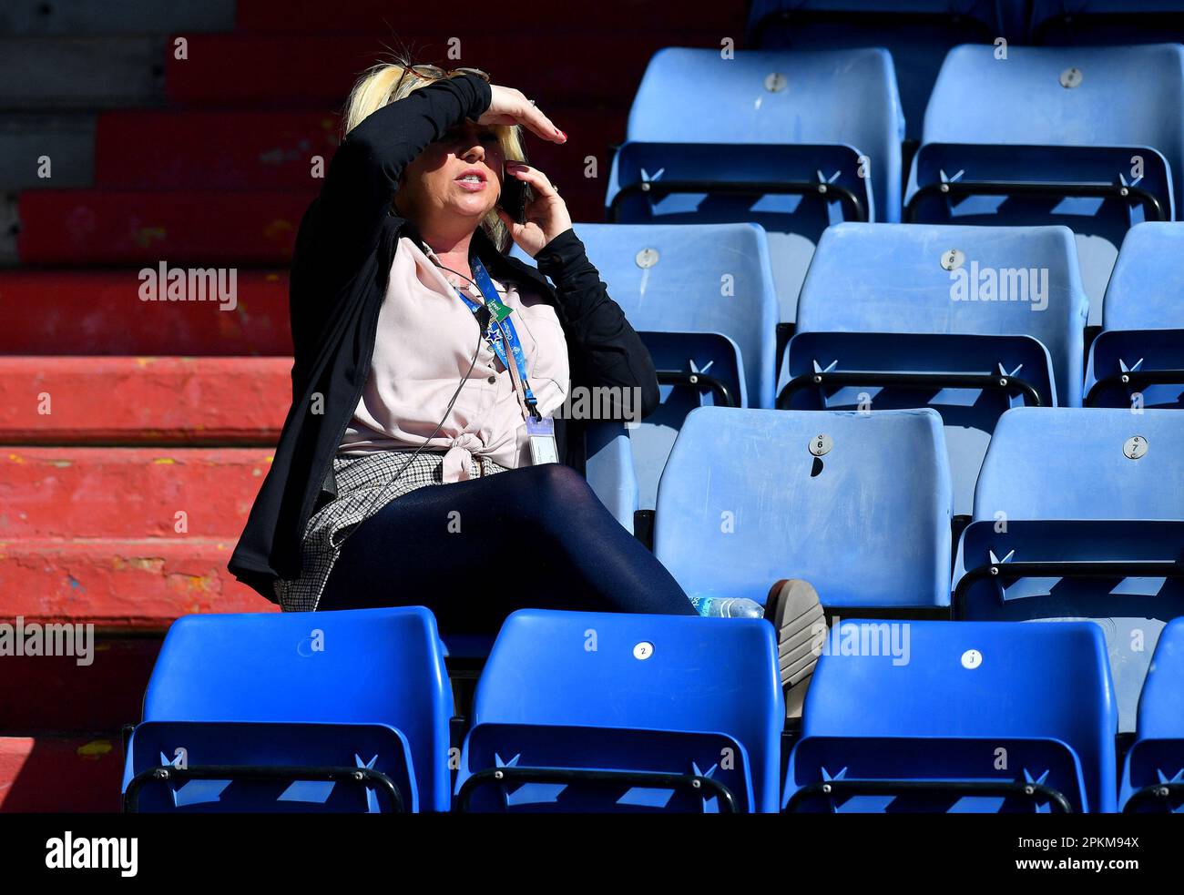 during the Vanarama National League match between Oldham Athletic and  Altrincham at Boundary Park, Oldham on Friday 7th April 2023. (Photo: Eddie  Garvey