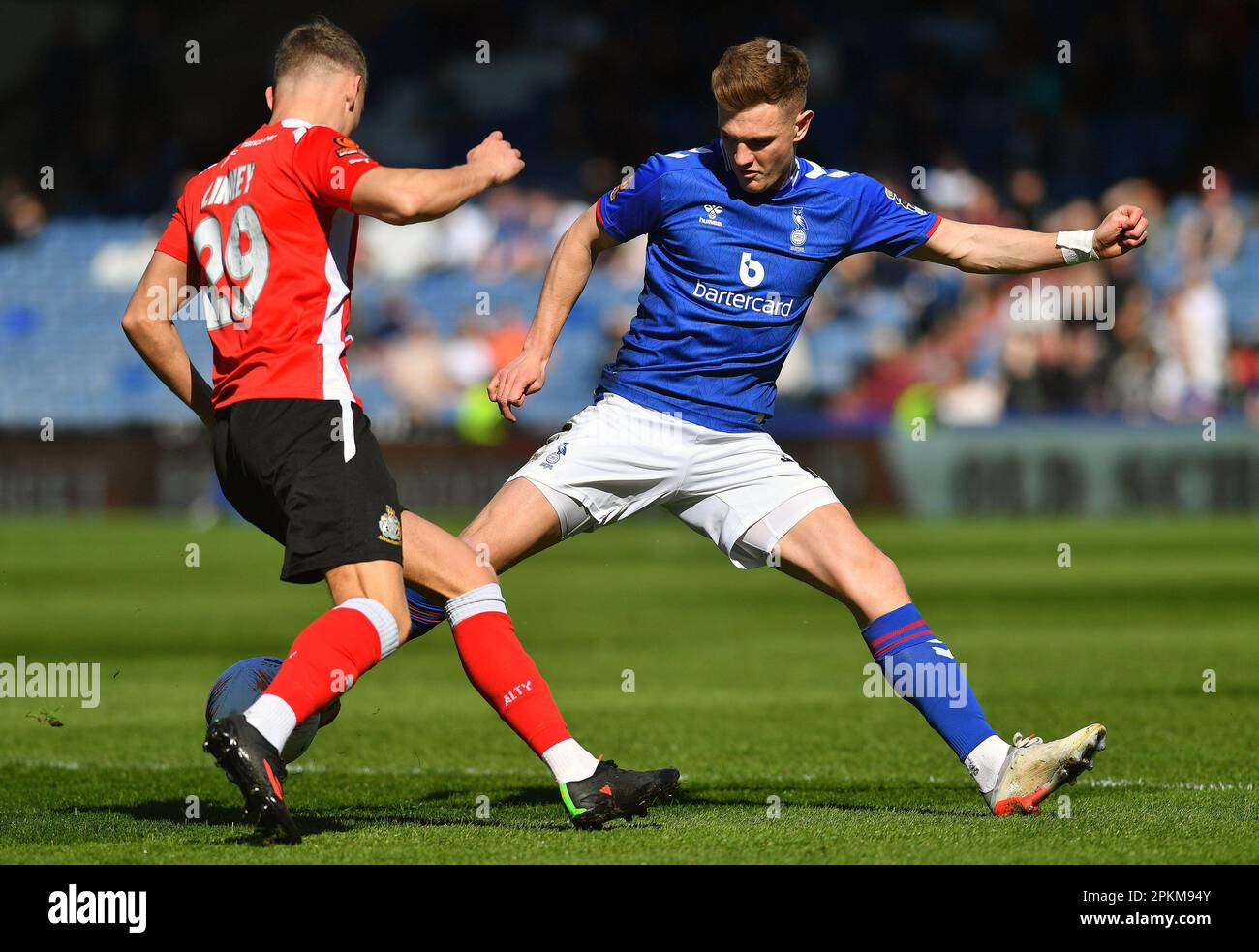 during the Vanarama National League match between Oldham Athletic and  Altrincham at Boundary Park, Oldham on Friday 7th April 2023. (Photo: Eddie  Garvey