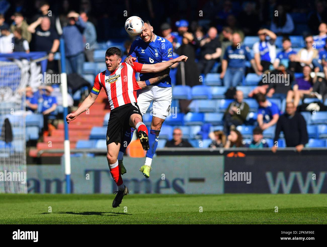 during the Vanarama National League match between Oldham Athletic and  Altrincham at Boundary Park, Oldham on Friday 7th April 2023. (Photo: Eddie  Garvey