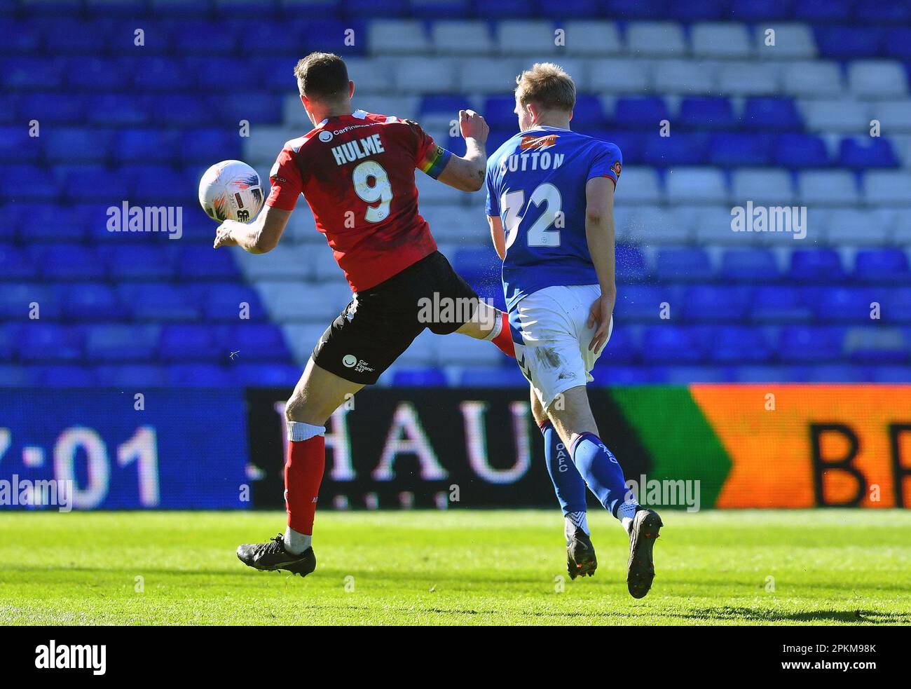 during the Vanarama National League match between Oldham Athletic and  Altrincham at Boundary Park, Oldham on Friday 7th April 2023. (Photo: Eddie  Garvey